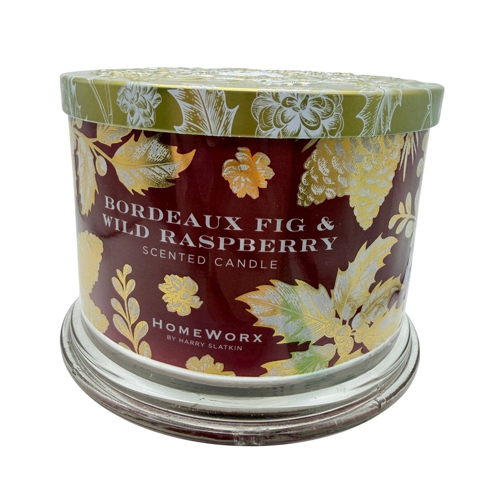 HomeWorx Harry Slatkin Bordeaux Fig & Wild Raspberry 3-Wick Scented Candle 14oz